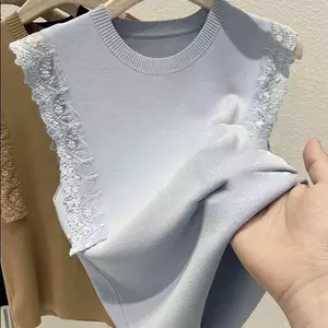 Áo vest dệt kim kiểu dáng hiện đại cổ điển, thời trang mùa xuânlazy chic