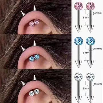 Bông tai rơm Bông tai Bông tai Bông tai Bông tai Bông tai hình quỷ hai đầu Bông tai dọc Độ cao phía trước Bông tai trên bánh xe Bông tai xuyên thấu bằng thép titan cấp thực phẩm Bông tai mũi nhọn độc 