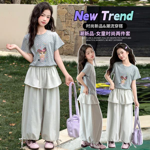 Áo thun in hình hoạt hình bé gái mùa hè 2026 Phong cách mới cho trẻ em chấm bi ngắn tay