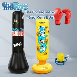 Trụ đấm bốc hơi 1m2 KidToys màu vàng – bộ boxing kèm bơm cho bé