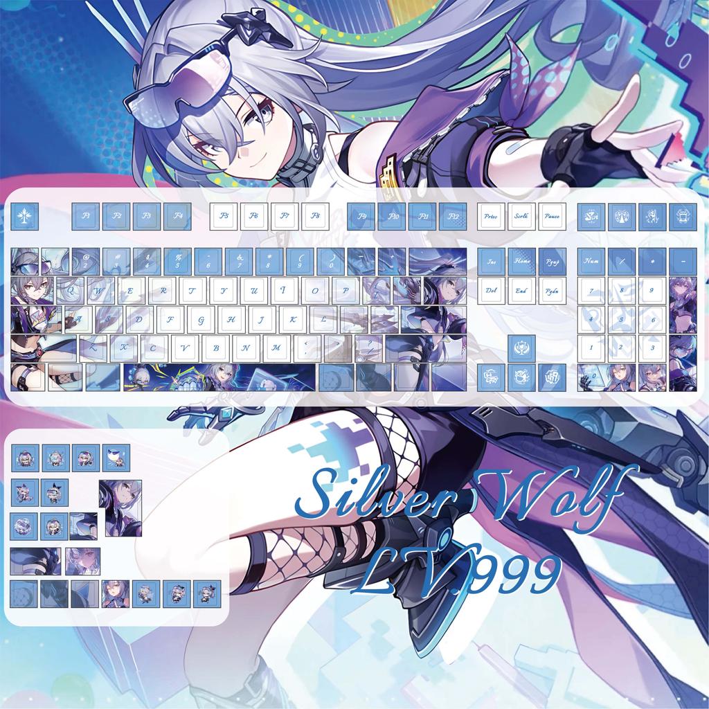Silver Wolf LV.999 Keycaps 120 Phím Cherry Profile PBT Wooting Aula F75 ...