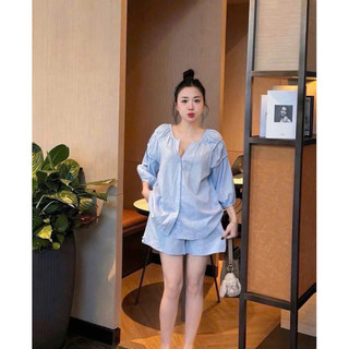 (MAY KỸ ĐẸP ) SET ĐỒ BỘ KIỂU SƠ MI KÈM QUẦN NGẮN VẢI I MÁT MẺ, THOẢI MÁI PHÙ HỢP CHO MÙA HÈ NĂNG ĐỘNG