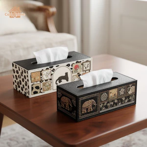 Hộp đựng khăn giấy chất liệu bọc da cao cấp, phong cách vintage cổ điển trầy trang trí phòng khách bàn làm việc