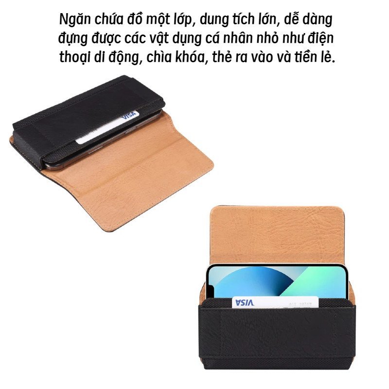 túi đeo hông PU cao cấp đeo thắt lưng tiện lợi chống thấm nước chống trầy xước dành cho điện thoại