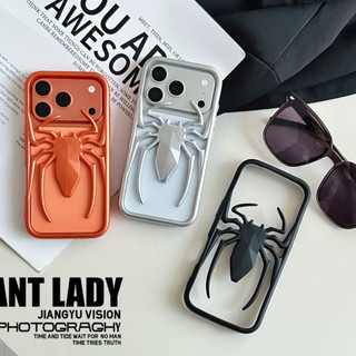 Ốp điện thoại mờ hình nhện rỗng 3D sáng tạo cho iPhone 17 16 15 14 13 Pro Max 17PM 16Plus