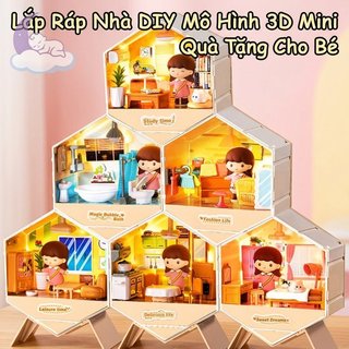 DIY Mini 3D Ngôi Nhà Mô Hình LED Đèn Bụi Lắp Ráp Đồ Chơi Giáo Dục Quà Tặng Trẻ Em Người Lớn Trang Trí Nhà