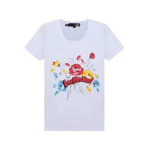 Áo thun ngắn tay unisex LOVE MOSiCHINIO in họa tiết hoa hồng, chất liệu 100% cotton cao cấp