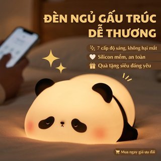 Panda Silicone Đèn Ngủ LED Cảm Ứng Mầm Non Đầu Giường Hẹn Giờ USB Sạc Màu Thay Đổi