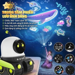 Máy Chiếu Ngôi Sao 3D Bluetooth Đèn Ngủ 360 Toàn Cảnh 6 Phim Mầm Non Trẻ Em Trang Trí Quà Tặng