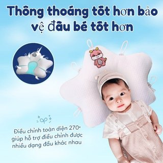 Gối hình đầu cho bé Bông thoáng khí 3D Lưới khí có thể điều chỉnh Hỗ trợ giấc ngủ cho trẻ sơ sinh
