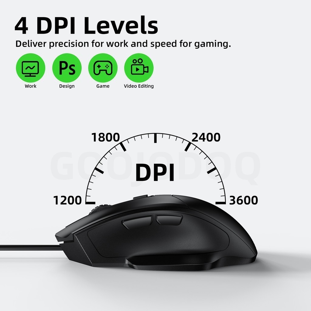 Chuột Có Dây GOOJODOQ 4 Nấc DPI, 6 Nút, Thiết Kế Êm Tay, Cắm USB Xài Liền | BigBuy360 - bigbuy360.vn