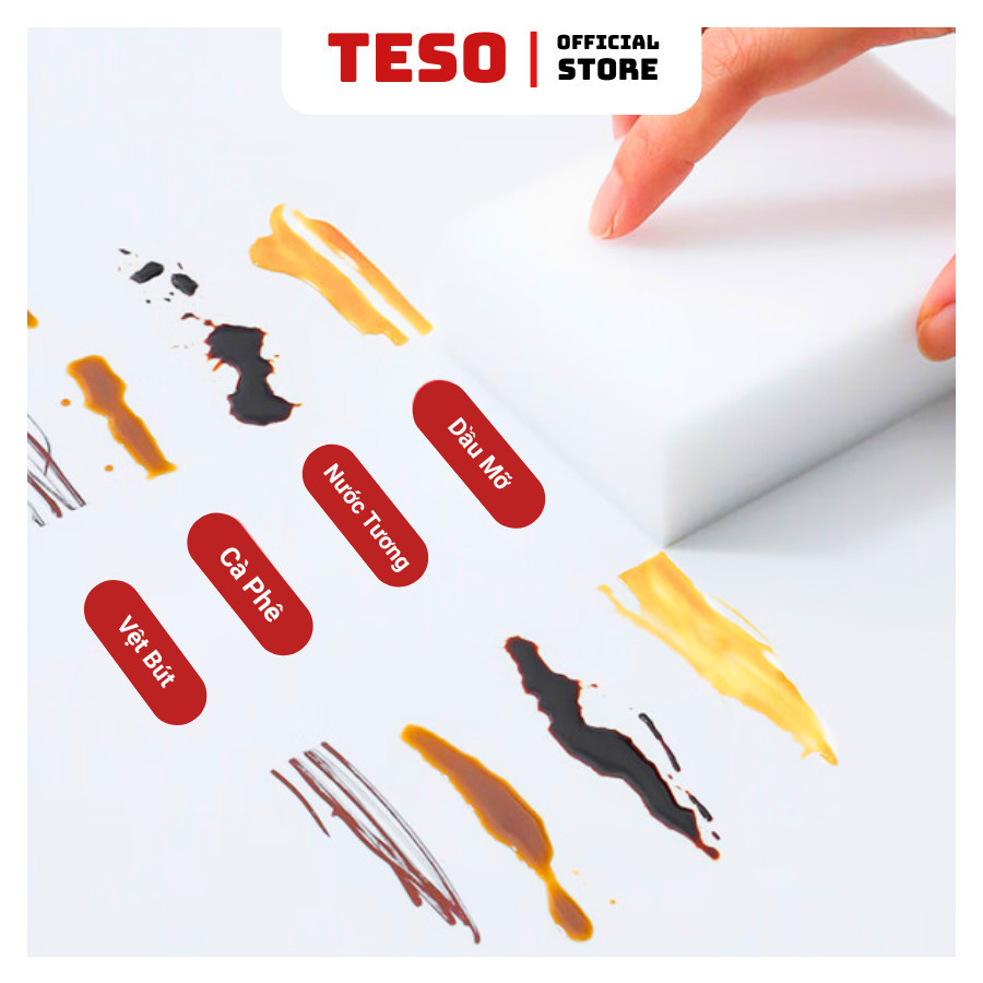 COMBO 20 Mút Xốp Melamine Tẩy Vết Ố, Lau Chùi, Vệ Sinh - Miếng Bọt Biển Lau Chùi Đa Năng - TESOVN 4c