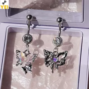 Nhẫn buộc bụng thời trang từ thép không gỉ và zircon, phù hợp làm trang sức body dành cho nữ