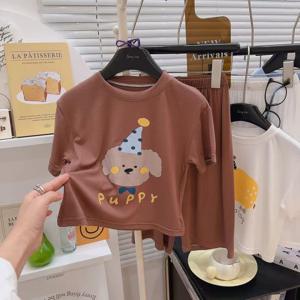 Modal Tay Ngắn Loungewear Bé Trai Bé Gái Phong Cách Mỏng Đến Mắt Cá Chân Quần Điều Hòa Không Khí Phù Hợp Với Kích Thước 90-170 EUTS