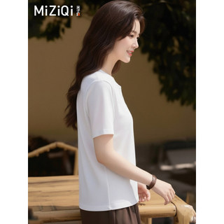 【MIZIQI】áo kiểu nữ Áo thun ngắn tay cổ trắng Miziqi Henry dành cho nữ - Thời trang mùa hè