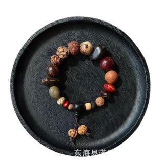 Vòng tay đá tự nhiên với hạt bồ đề, mã não đỏ, và kim cương hình ngôi sao mặt trăng - CEY4