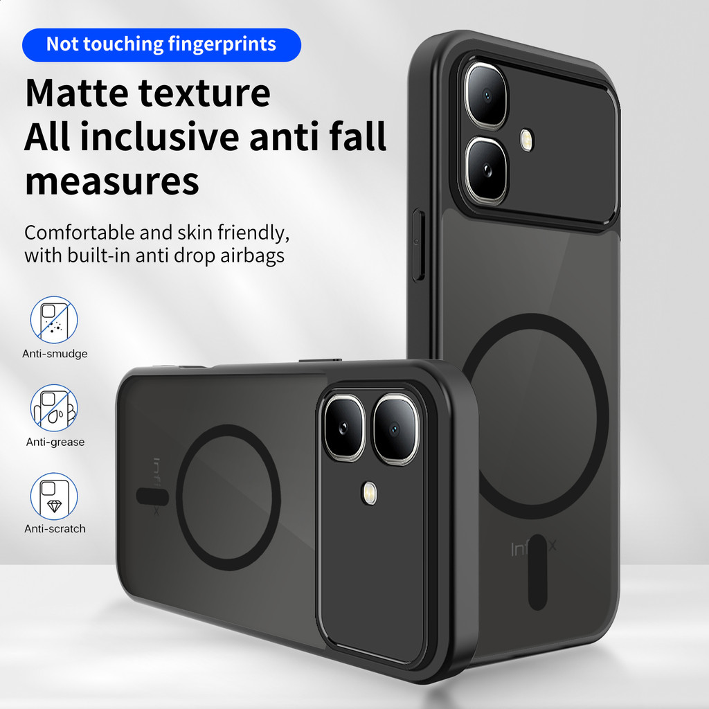 Ốp lưng Infinix Smart 20 Vỏ thu hút từ tính màu đen mờ cho Infinix Smart 20 Vỏ điện thoại