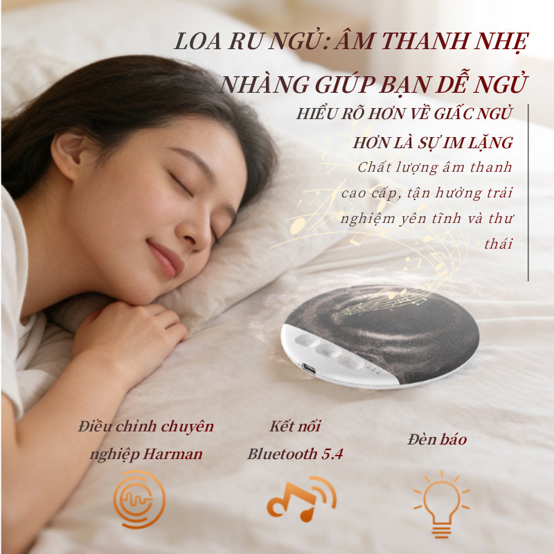 Loa Gối Thông Minh - Tạo Tổ Kén Âm Thanh Riêng, Sạc Type-C, Bạn Đồng Hành Cho Giấc Ngủ Sâu & Thư Giãn