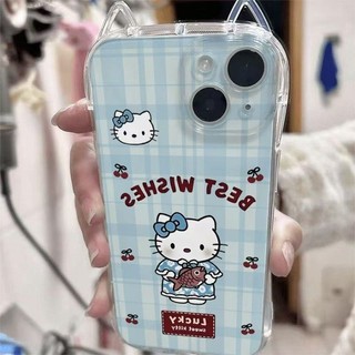 Ốp lưng IPhone 17 16 15 14 13 12 11 ProMax XSMax 7 Plus Dễ thương Kimono phim hoạt hình KT mèo trường hợp điện thoại