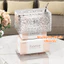 Hộp Đựng Khăn Giấy Acrylic Cao Cấp Vân Sóng Nước, Hộp Giấy Decor Trong Suốt Charm Thỏ Sang Trọng