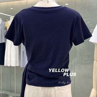 Áo thun ngắn tay mùa hè dành cho nữ Phong cách mới Hot Girl Cổ chữ V có dây buộc Top Slimer Look