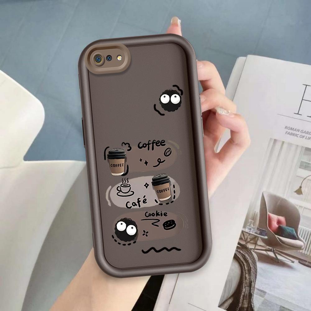 Ốp Lưng Cho OPPO A3S A12E Hoạt Hình Silicon Điện Thoại Thông Minh Mềm TPU Đen Bóng Than Thiên Thần Mắt Chống Sốc Mặt Sau
