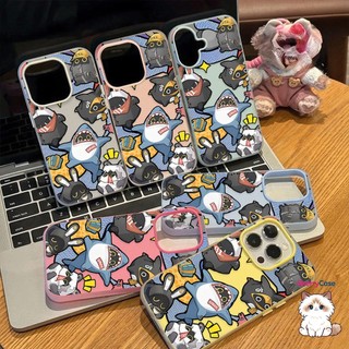 Ốp Lưng IPhone 17 13 16 11 15 14 12 Pro Max 7 8Plus XR X Cặp Đôi Cá Mập Mèo Thỏ Ngộ Nghĩnh Mới 2 Trong 1 Bìa Mềm