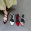 TT 2026 Phong Cách Mới Rắn In Mũi Nhọn Khóa Giày Sandal Nữ Gót Dày Chữ Thập Dây Sandal La Mã