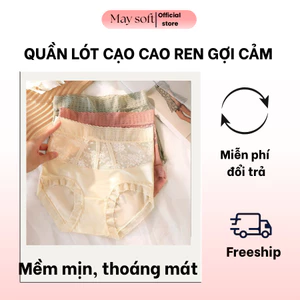 Combo 10 Quần Lót Nữ Lụa Satin Cạp Cao Mềm Mịn Siêu Mỏng Nhẹ Thoáng Khí Co Giãn Tốt Thêu Hoa May Soft QL23R