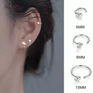 AqToCna 1 Thép Không Gỉ CZ Xuyên Bông Tai Bông Tai Xương Tai Sụn Xoắn Tragus Daith Conch Rook Hoop Bông Tai Nữ Trang Sức Cơ Thể AqToCna