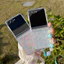 Dành Cho Samsung Galaxy Z Flip5 Flip6 Flip7 Ốp Lưng Ins Hồng Xanh Hoa PC Bản Lề Bảo Vệ Cứng Lật Điện Thoại Vỏ Cho Samsung Galaxy Z Flip 7 FE 6 5 5G