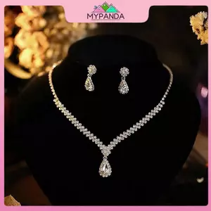 MYPANDA 3 Cái Thời Trang Đơn Giản Giọt Nước Pha Lê Thạch Nelace Bộ Bông Tai Nữ Cưới Cô Dâu Bộ Trang Sức Phụ Kiện Quà Tặng.