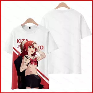 YB1 Anime Áo Thun Bocchi The Rock Kita Ikyuo Áo Tay Ngắn Áo Rời Áo Sơ Mi Unisex Plus Kích Thước BY1