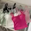 LUImo Mùa Hè Dây Ren Chắp Vá Camies Nữ Màu Trơn Không Tay Nút Tank Top SBS