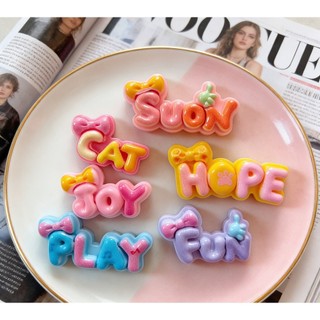 Set Charm Chữ Cute Pastel JOY PLAY HOPE FUN SUON CAT – Charm Resin Bóng Nơ Kẹo Ngọt Trang Trí DIY dễ thương