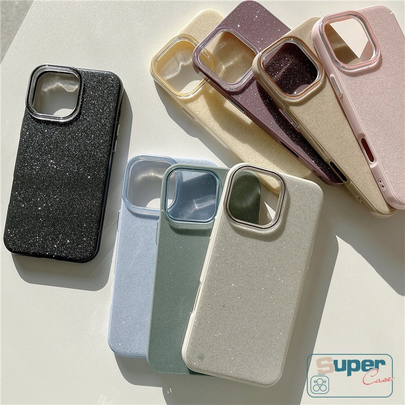 Ốp Lưng Tương Thích Cho IPhone 16 13 15 12 14 11 Pro Max Air 7 8 Plus XR X XS Max 14 15 16 Plus Hai Lớp Màu Lấp Lánh 2 Trong 1
