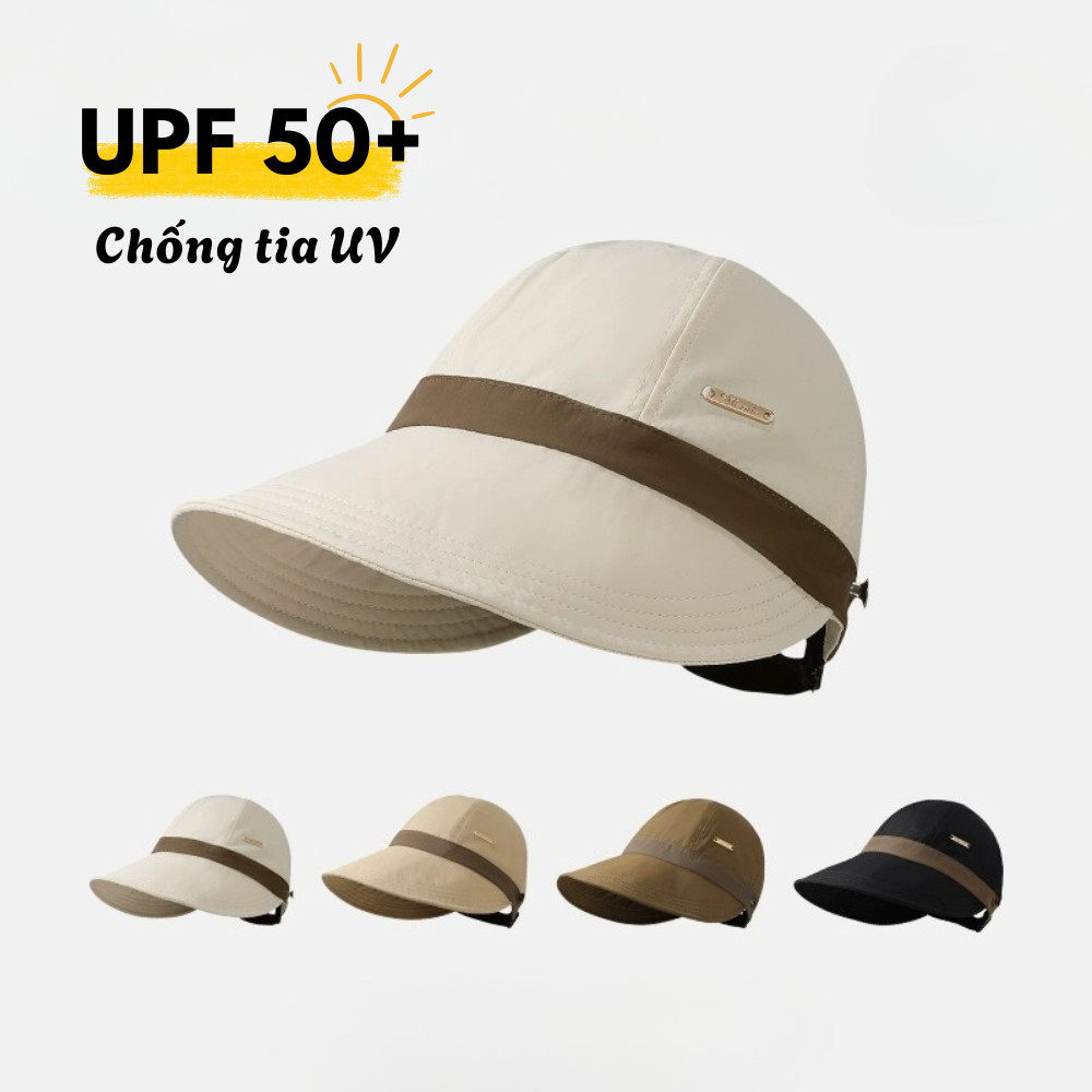 Mũ Bucket Nữ Vành Rộng Chống UV 99%, Nón Chống Nắng Phối Viền Hàn Quốc Form Đứng Thời Trang