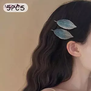 AqToCna 5 Chiếc Thanh Lịch Gradient Giả Lá Kẹp Tóc Thực Tế Thêu Lá Kẹp Tóc Thời Trang Phụ Kiện Tóc Cho Nữ Bé Gái AqToCna