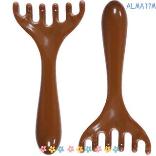 Lược tay cầm dài ALMA1, Lược Massage kinh tuyến đầu sáu móng cầm tay, Dụng cụ cào lưng chống tĩnh điện răng rộng để thúc đẩy lưu thông máu
