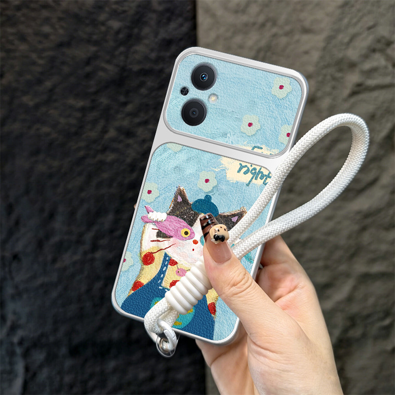 Ốp Lưng Cho OPPO Reno 7Z 8z 5G RENO 7 LITE 5G Vỏ Điện Thoại Lo Âu Vỏ Mềm Silicon Chống Sốc Thiết Kế Mới Thẩm Mỹ Mèo Dễ Thương Có Dây Buộc Cho Bé Gái TBDTYYM1