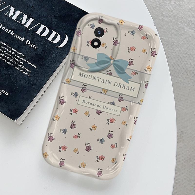 Vỏ Cho VIVO Y02 Y02A Y02T Phim Hoạt Hình Kem Bao Nơ Cặp Đôi Mềm TPU 3D Sóng Silicon Vỏ Điện Thoại