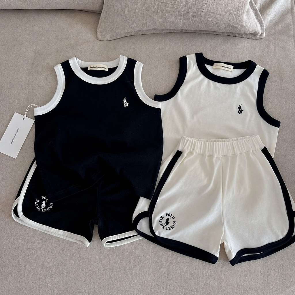 Bộ Quần Áo Bé Trai Đồ Bộ Bé Trai Áo Ba Lỗ Quần Short Thể Thao Viền Tương Phản Rally Nuggap