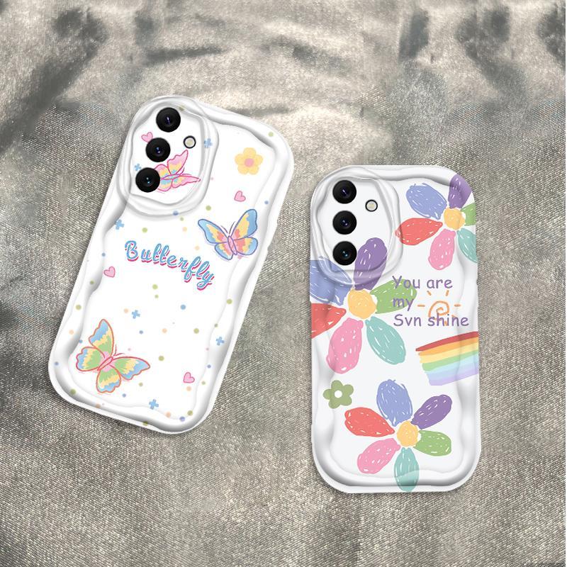 Thích Hợp Cho Samsung A04S A05S A13 5G A14 A15 A16 A17 A25 A35 A55 A56 Phụ Kiện Kem 3D In Da Báo Mềm Kitty TPU Vỏ Điện Thoại Chống Sốc