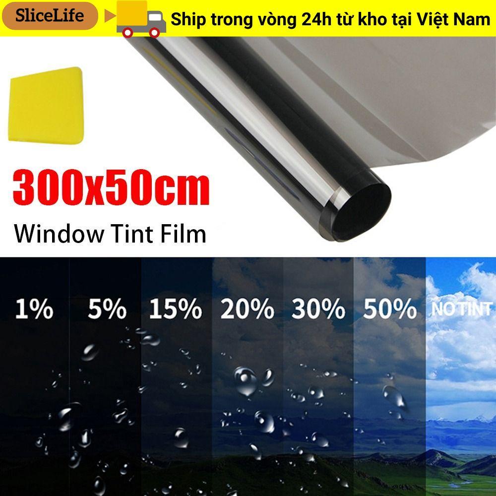 SLICELLIFE 1 Cuộn Phim Tint Cửa Sổ 50x3m, Lá Xe Ô Tô Chống Trầy Xước, Bóng Nắng Màu Đen Bền VLT 1% -50% Nhãn Dán Kính Chắn Gió
