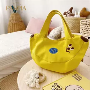 PNPIA- Dễ Thương Ngộ nghĩnh Chuối Cầm Tay Túi Vải Dung Tích Lớn Túi Tote Nhỏ Mẹ Trẻ Em Túi Di Động Túi Mua Sắm Ví Túi Xách Quà Tặng