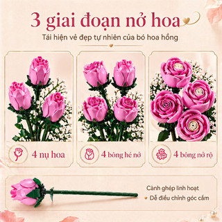Bó hoa hồng lắp ráp 12 bông – Kèm hoa phụ trắng, trang trí sang trọng – Quà Valentine lãng mạn, chất lượng cao