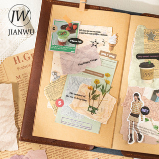 JIANWU Giấc Mơ Cũ Letterhead Series Vintage Cứu Trợ Phong Cảnh Cắt Kéo Thêu Sò Chất Liệu Giấy Sáng Tạo Rác Tạp Chí Văn Phòng Phẩm
