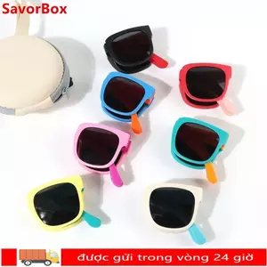 Kính râm có thể gập lại SAVORBOX, Kính râm trẻ em ngoài trời UV 400, Kính du lịch khung vuông hợp thời trang cho bé trai và bé gái