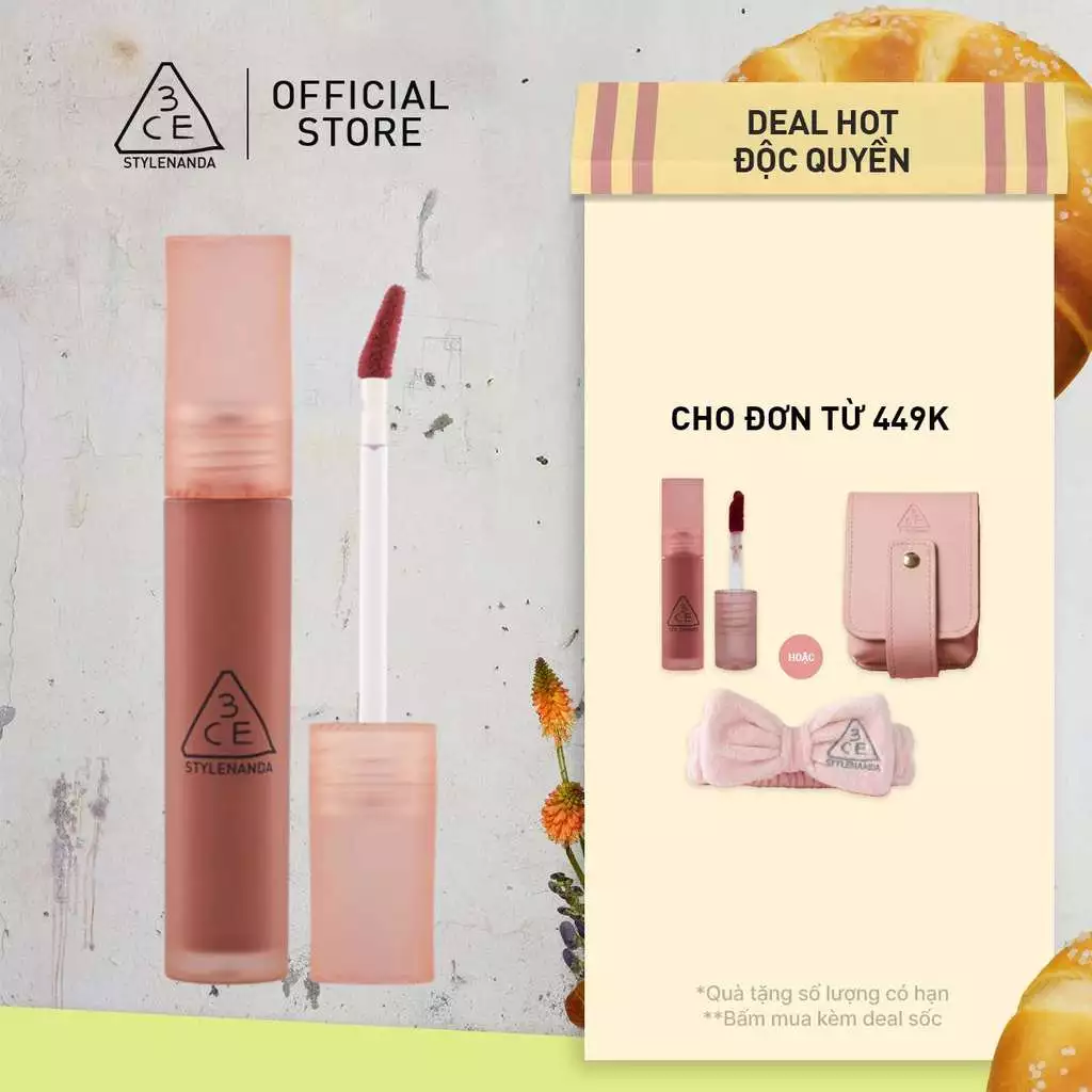 Son Kem 3CE Cho Viền Môi Mờ Ảo Không Lem Blur Water Tint 4.6g