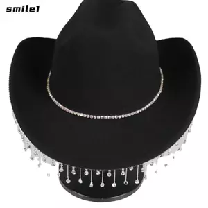 Mũ cao bồi phương Tây SMILE, Mũ tua rua kim cương nước cỡ lớn, Mũ phong cách Pháp đa năng thời trang Nam